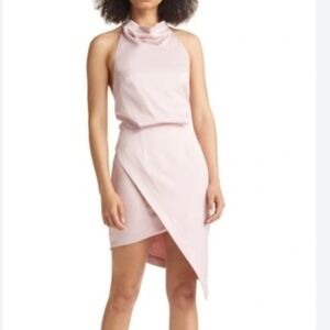Elliatt Soft Pink Asymmetrical Halter Dress Size Small
